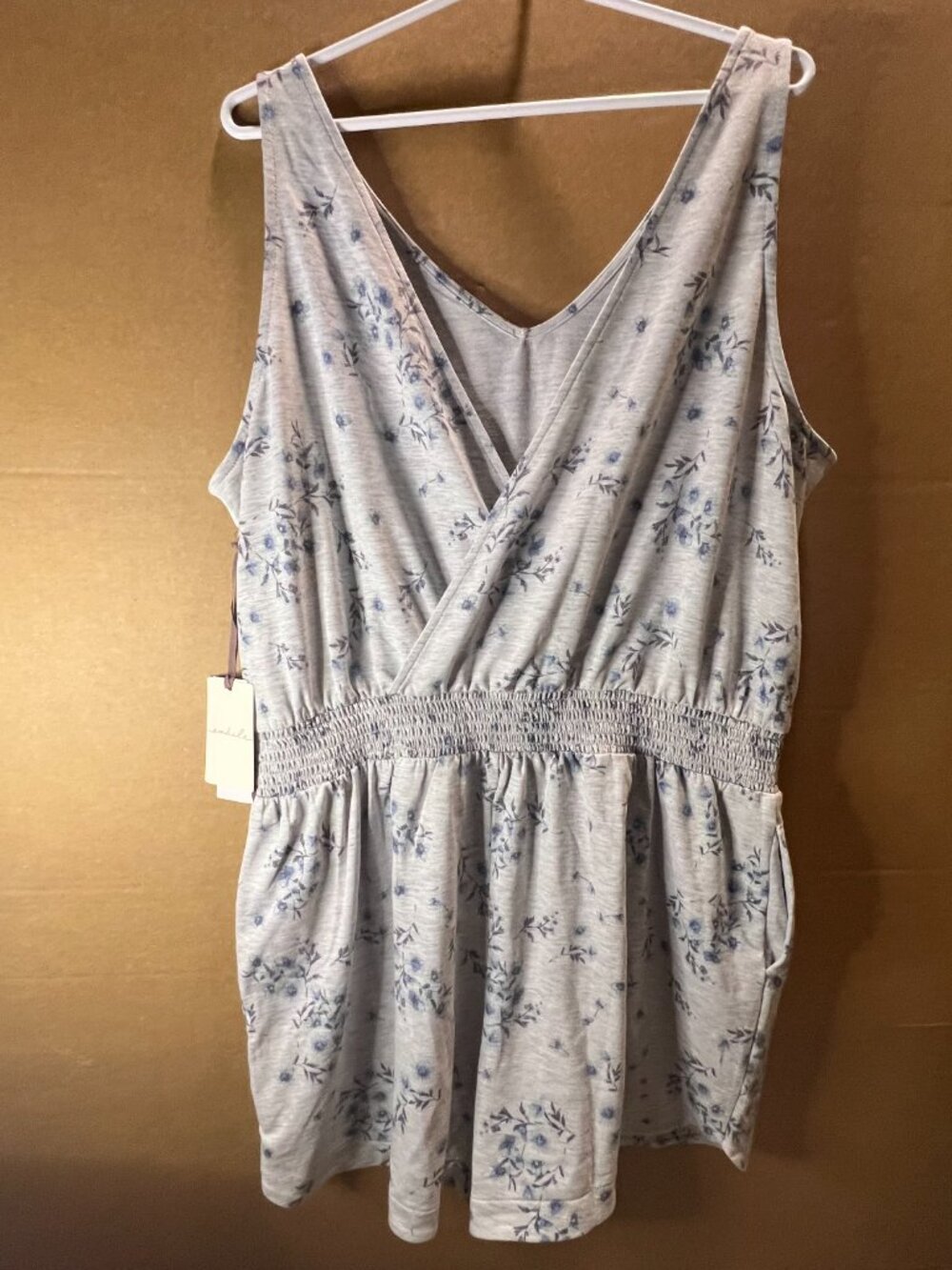AWHILE Floral Print Sleeveless Playsuits, Short Romper, Size 1X, Grey Combo NWT